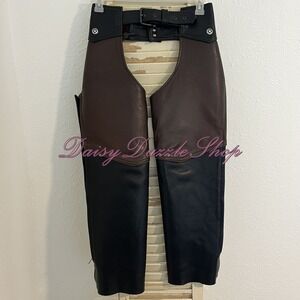 Above All Leather USA‎ Thick Heavy Duty Two Tone Brown Leather Riding Chap Sz M